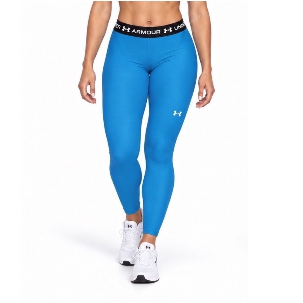 Under Armour HeatGear Compression Leggings Blue L Activewear Gym Sporty 110-46